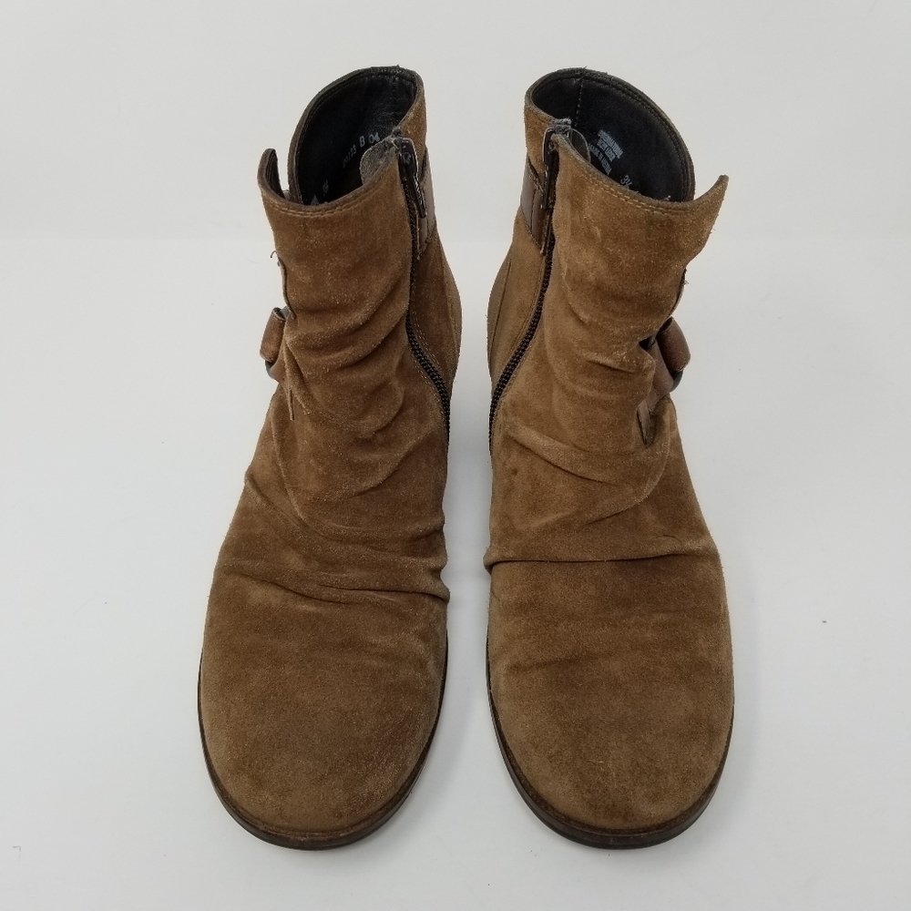 Paul Green Munchen Suede Ankle Suede Ankle Boot Buckle Block Heel Leather Sz 6 - Picture 15 of 16